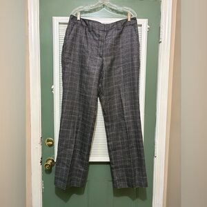 Worthington Pants Womens 14 Gray Metallic Plaid Straight Leg Dress Career Work